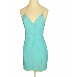 Lavender Brown Classic Chic Silk-Wrap Dress Turquoise Size XS